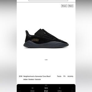 M10.5 Adidas Kamanda black and gold shoes